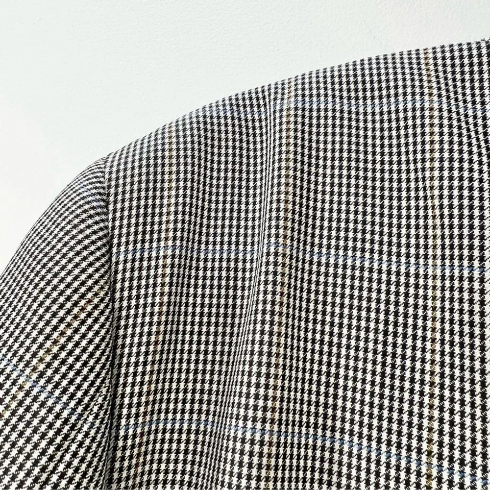 Harry Rosen Italian pure wool black white check plaid preppy jacket blazer IT 50